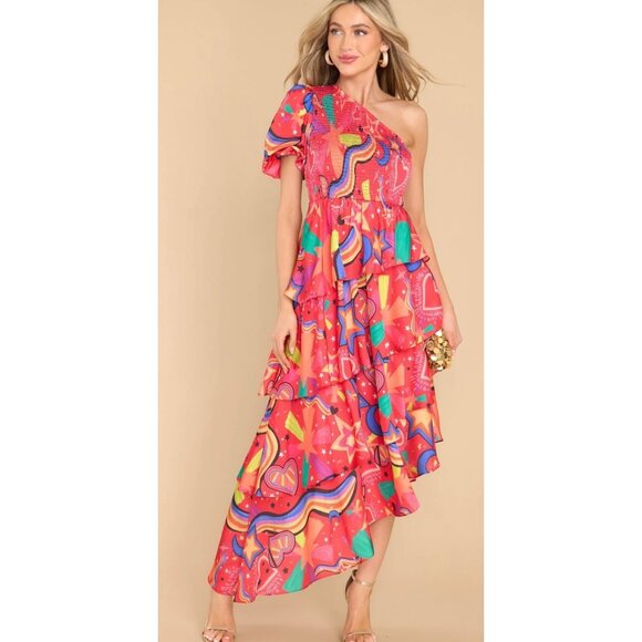 Alden Adair Dresses & Skirts - Alden Adair NWT COLLINS HOT PINK STARGAZING MIDI DRESS Large $392